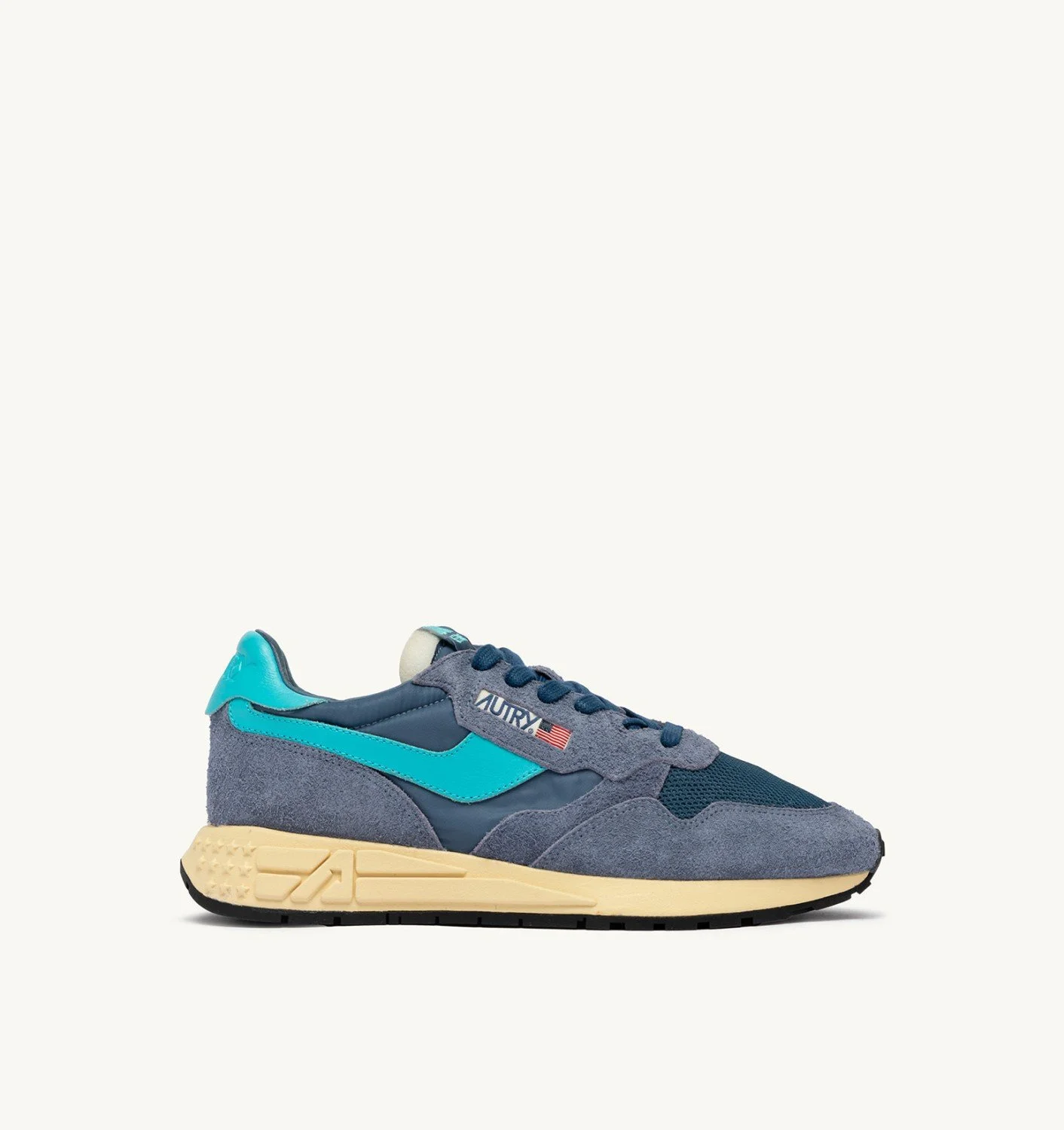 REELWIND LOW SNEAKERS IN AGATE AND BLUE CURACAO NYLON AND SUEDE - 1