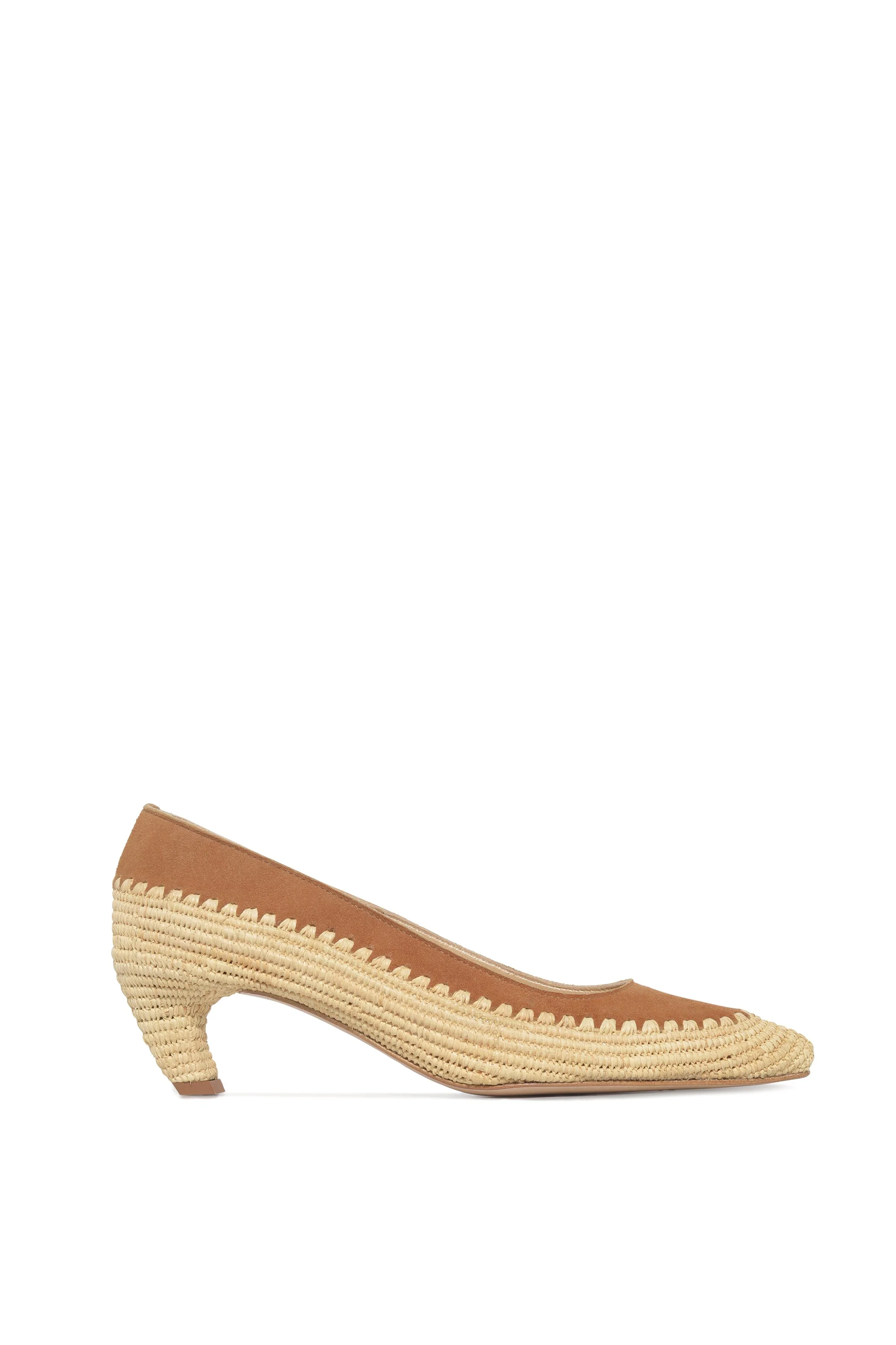 Peggy Heel in Camel Suede & Raffia - 1