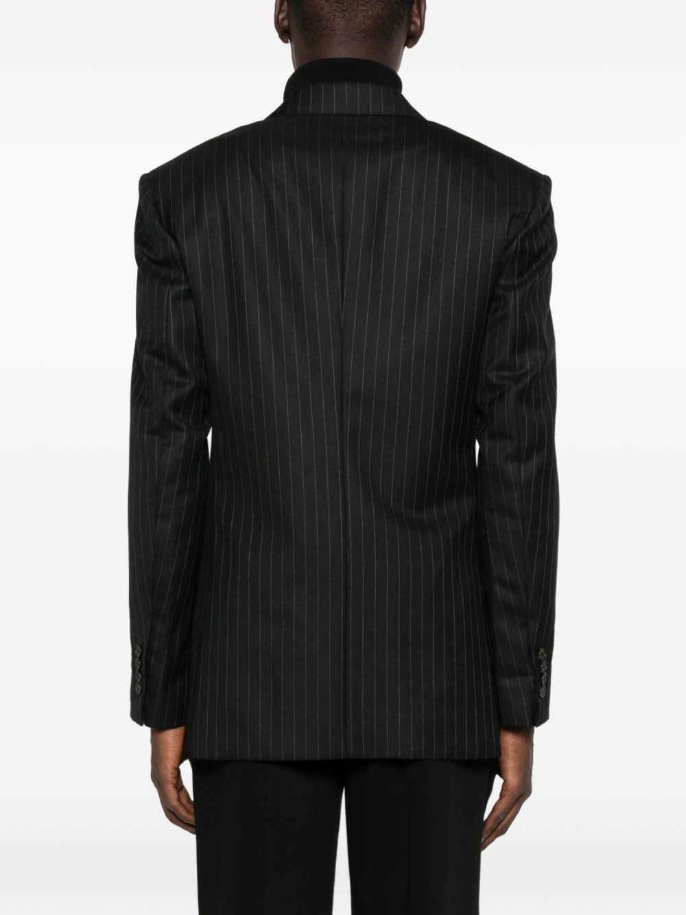 stripe-pattern double-breasted blazer - 4