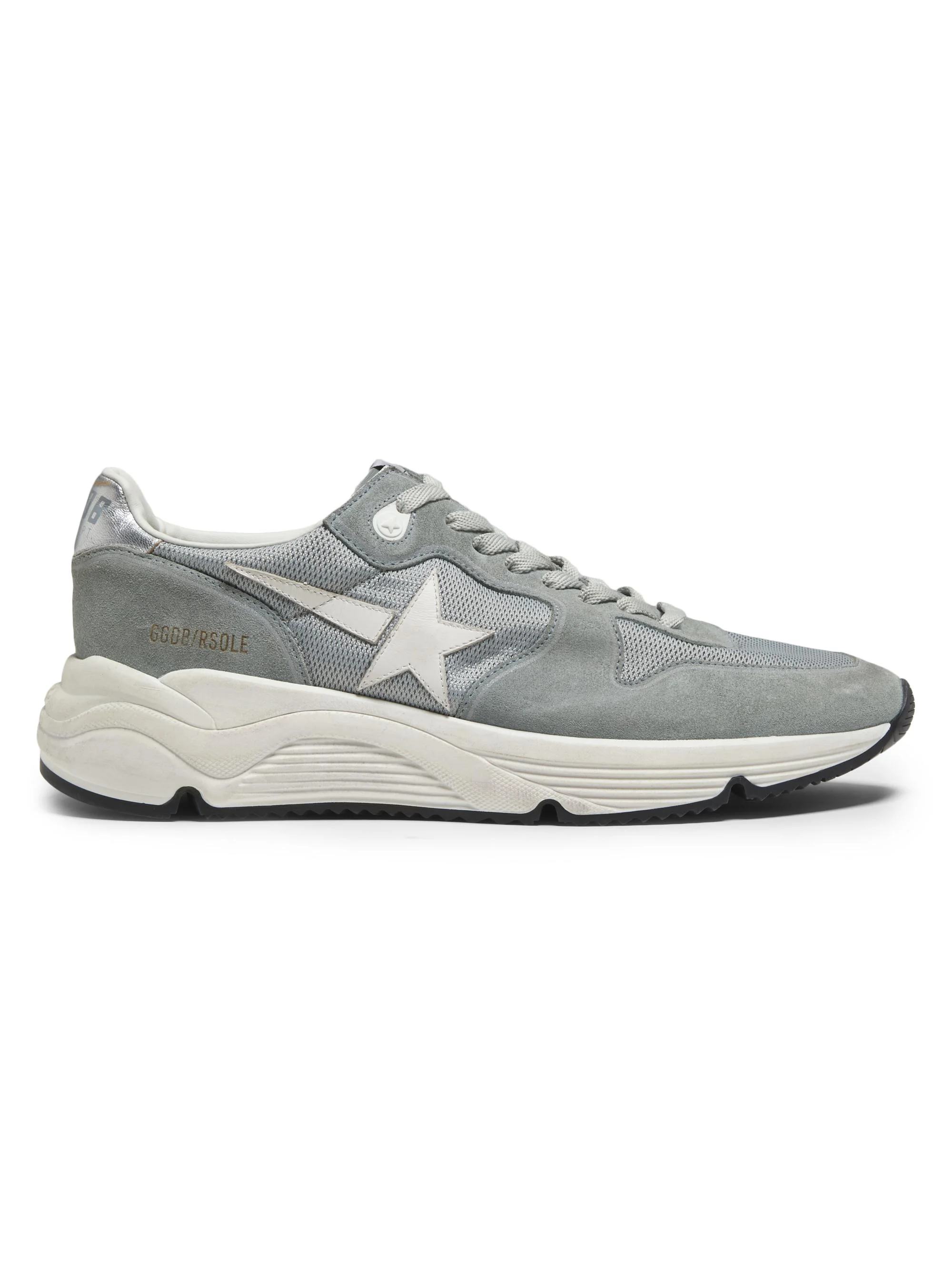 Men's Running Mesh & Suede Low-Top Sneakers - Blue White Silver - 1