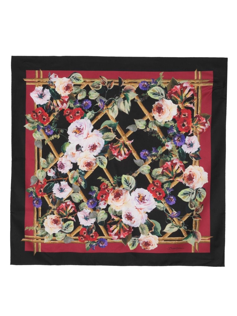 floral-print silk scarf - 1