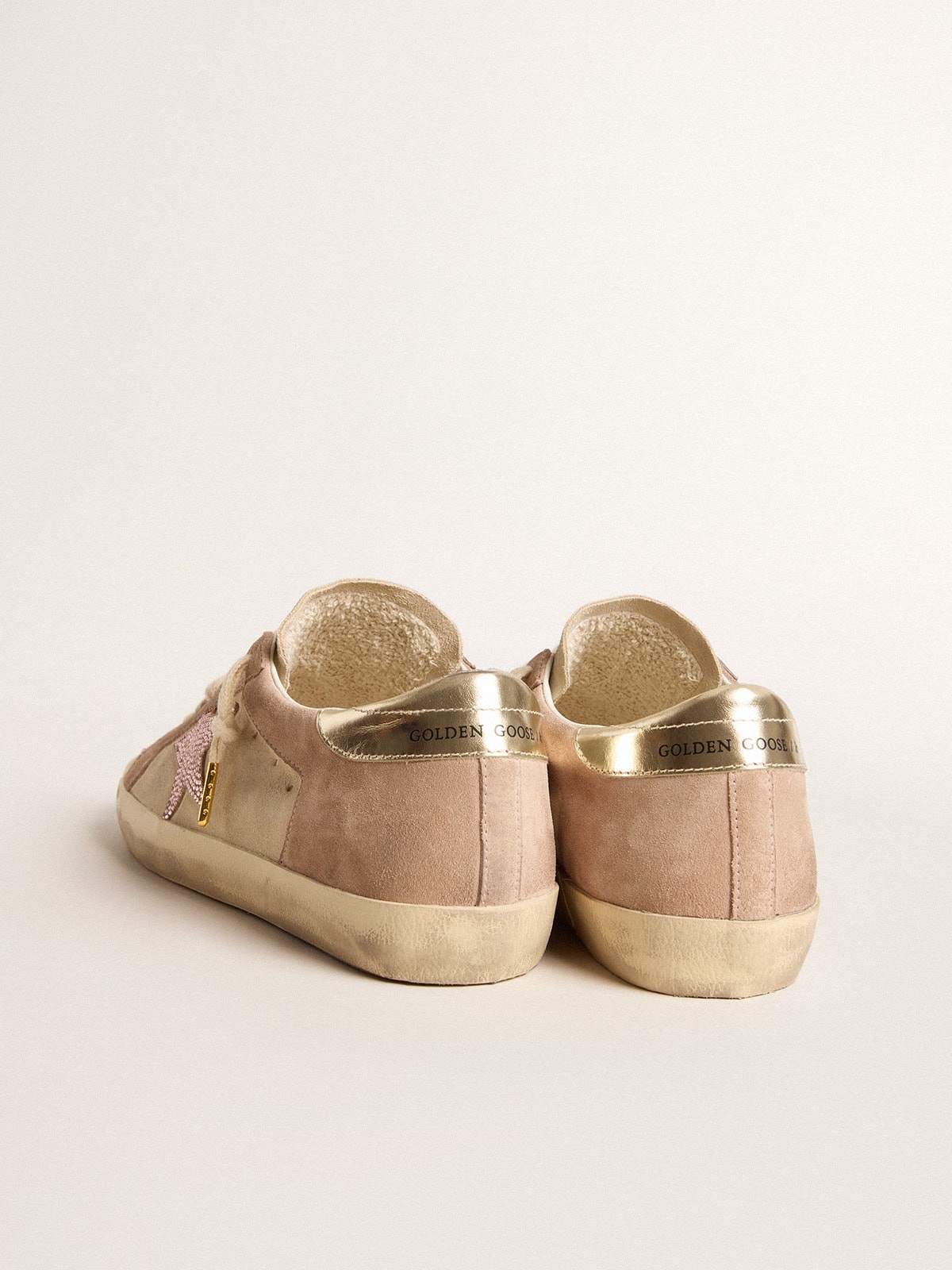 Super-Star in pale pink suede with suede star and platinum heel tab - 5