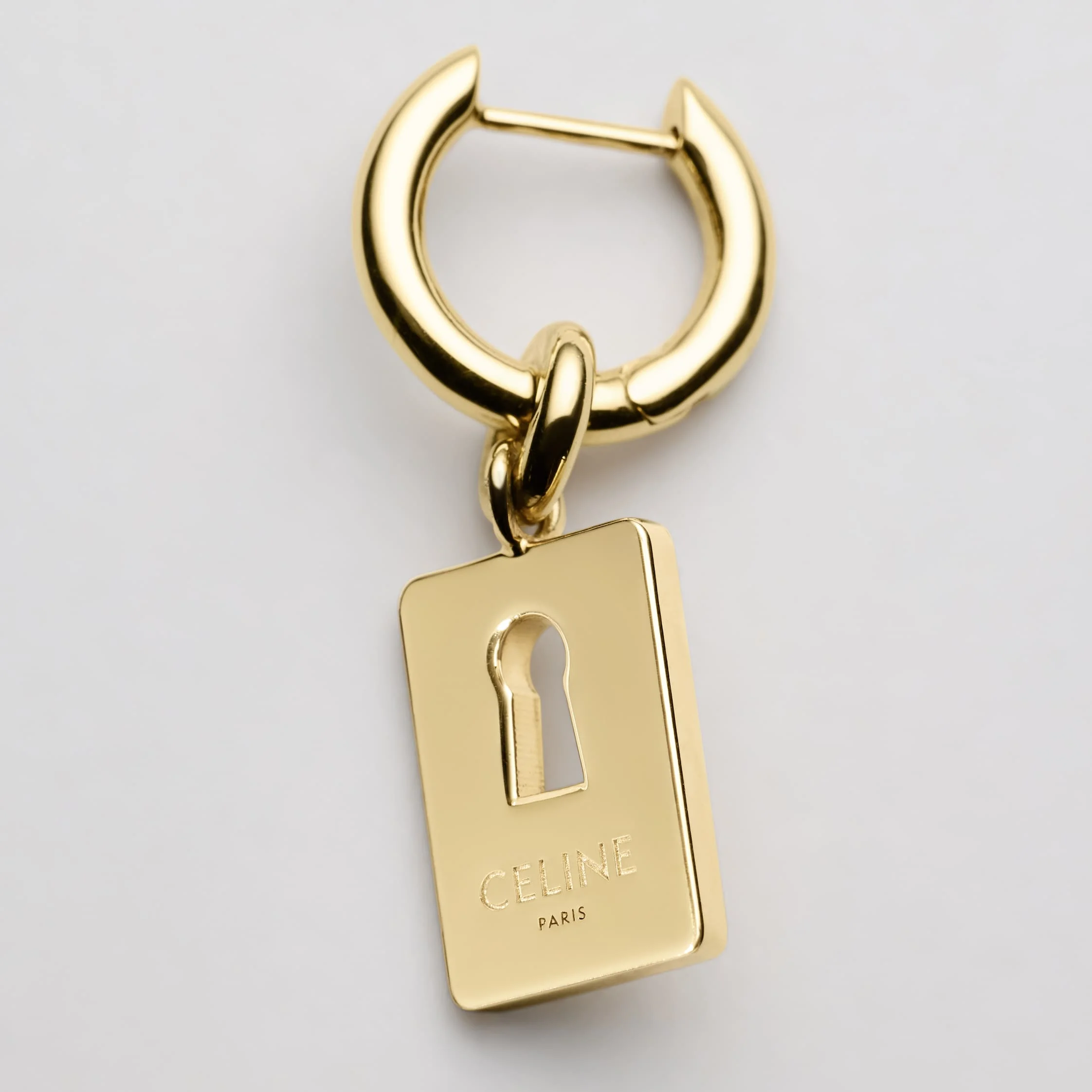 CELINE CHARMS LOCK EARRING IN BRASS WITH GOLD FINISH - 1