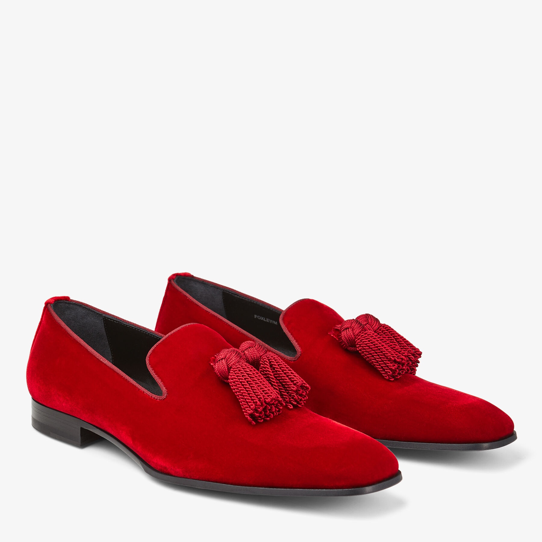 Foxley/M
Red Velvet Slip-On Shoes with Tassel - 2