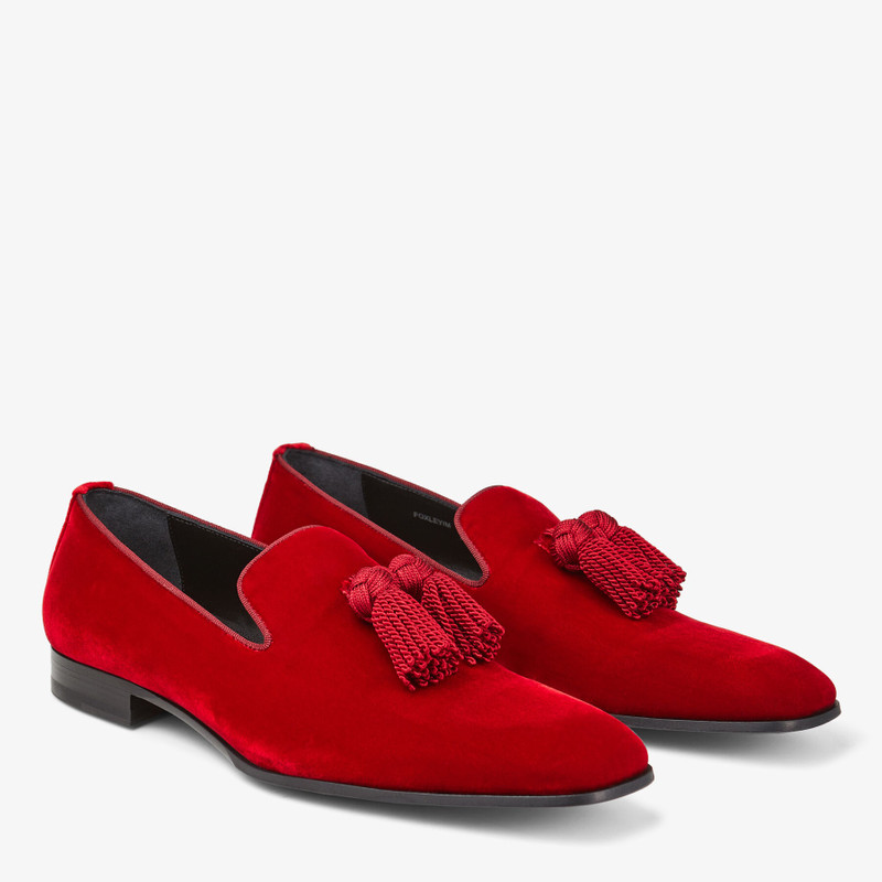 Foxley/M
Red Velvet Slip-On Shoes with Tassel 2