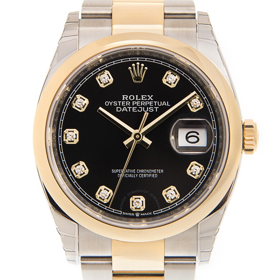 Rolex Datejust 36 Black Diamond Dial Men's Steel and 18k Yellow Gold Jubilee Watch 126203BKDO - 2