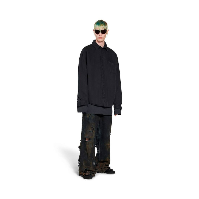 BALENCIAGA Men's Balenciaga Padded Shirt Large Fit in Black outlook