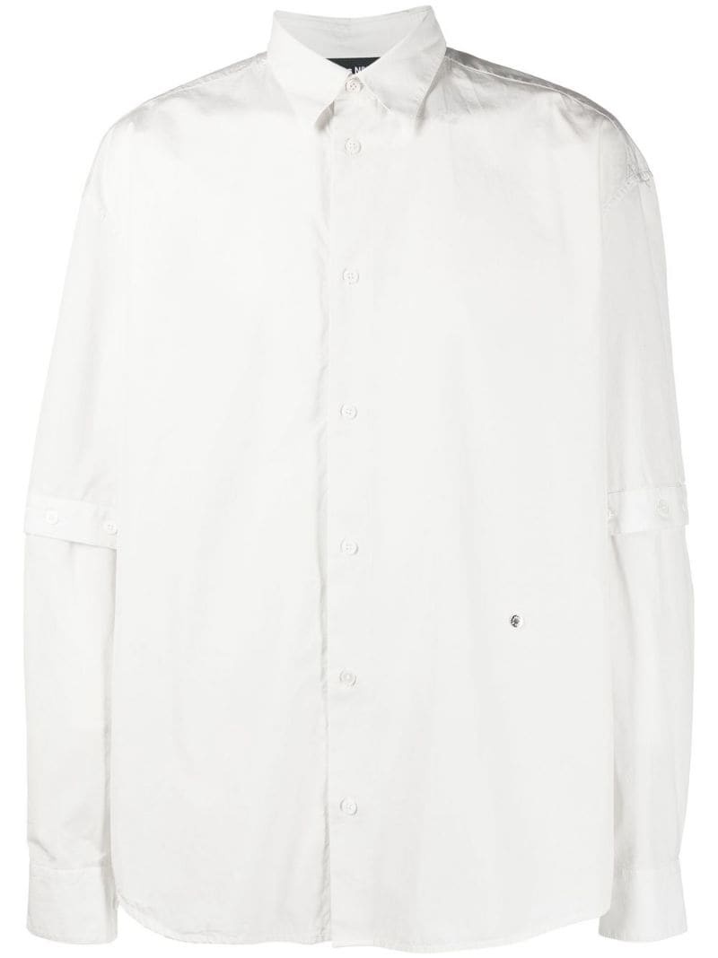 detachable-sleeved cotton shirt - 1