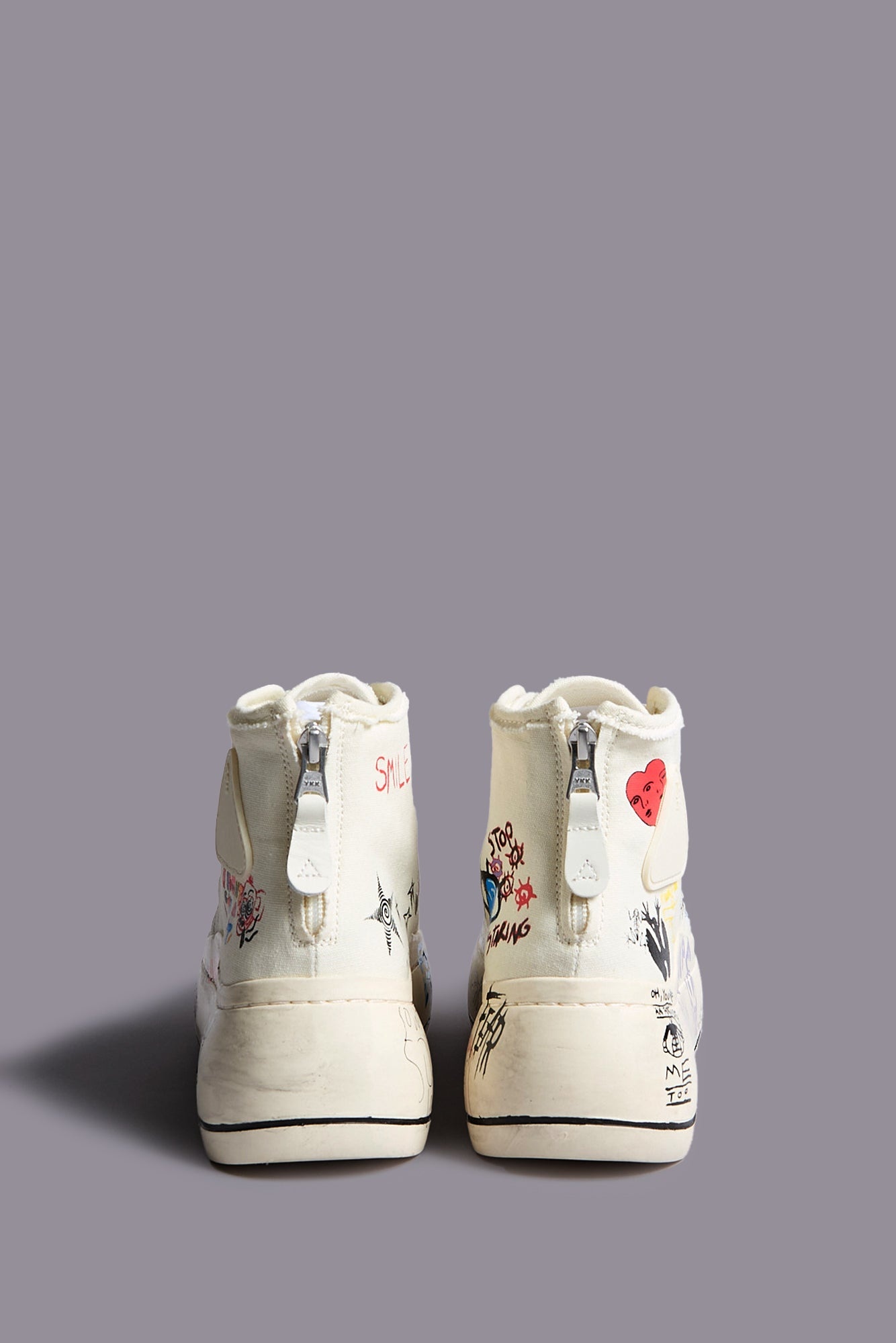 KURT HIGH TOP SNEAKER - ECRU W/ SCRIBBLES - R13 - 3
