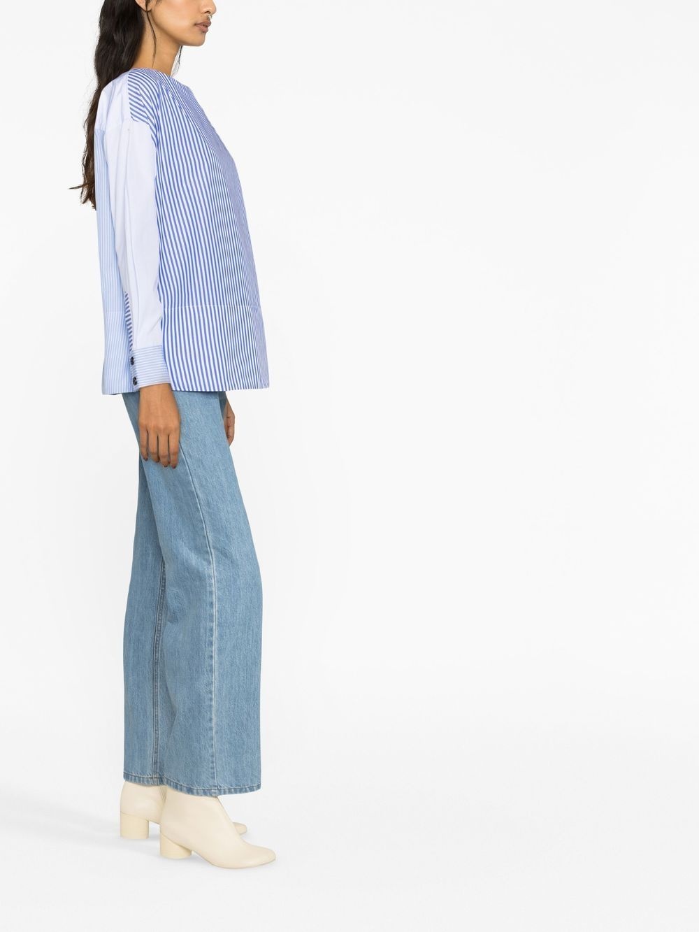 striped patchwork blouse - 4