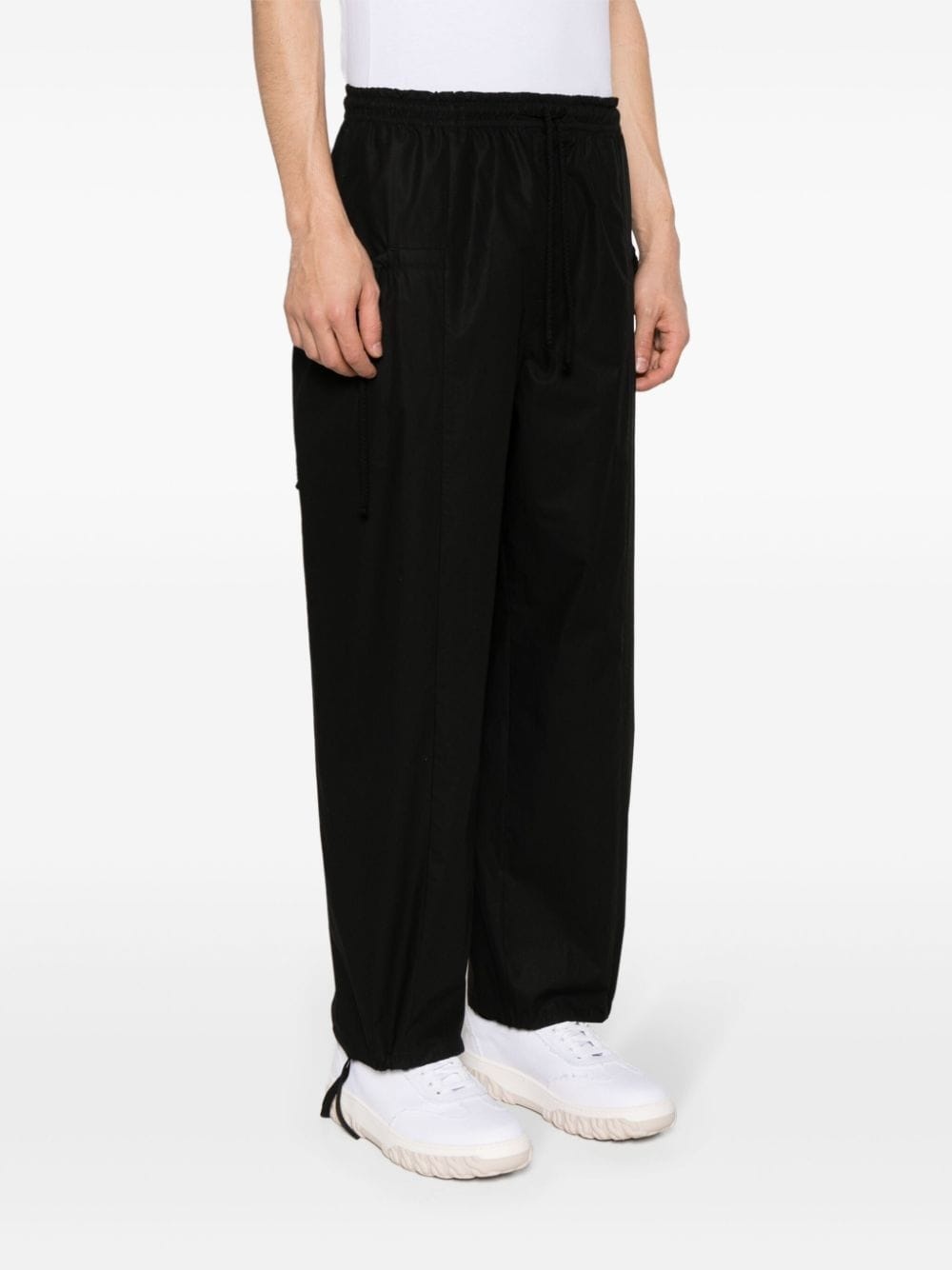 drawstring-waist wide-leg trousers - 3