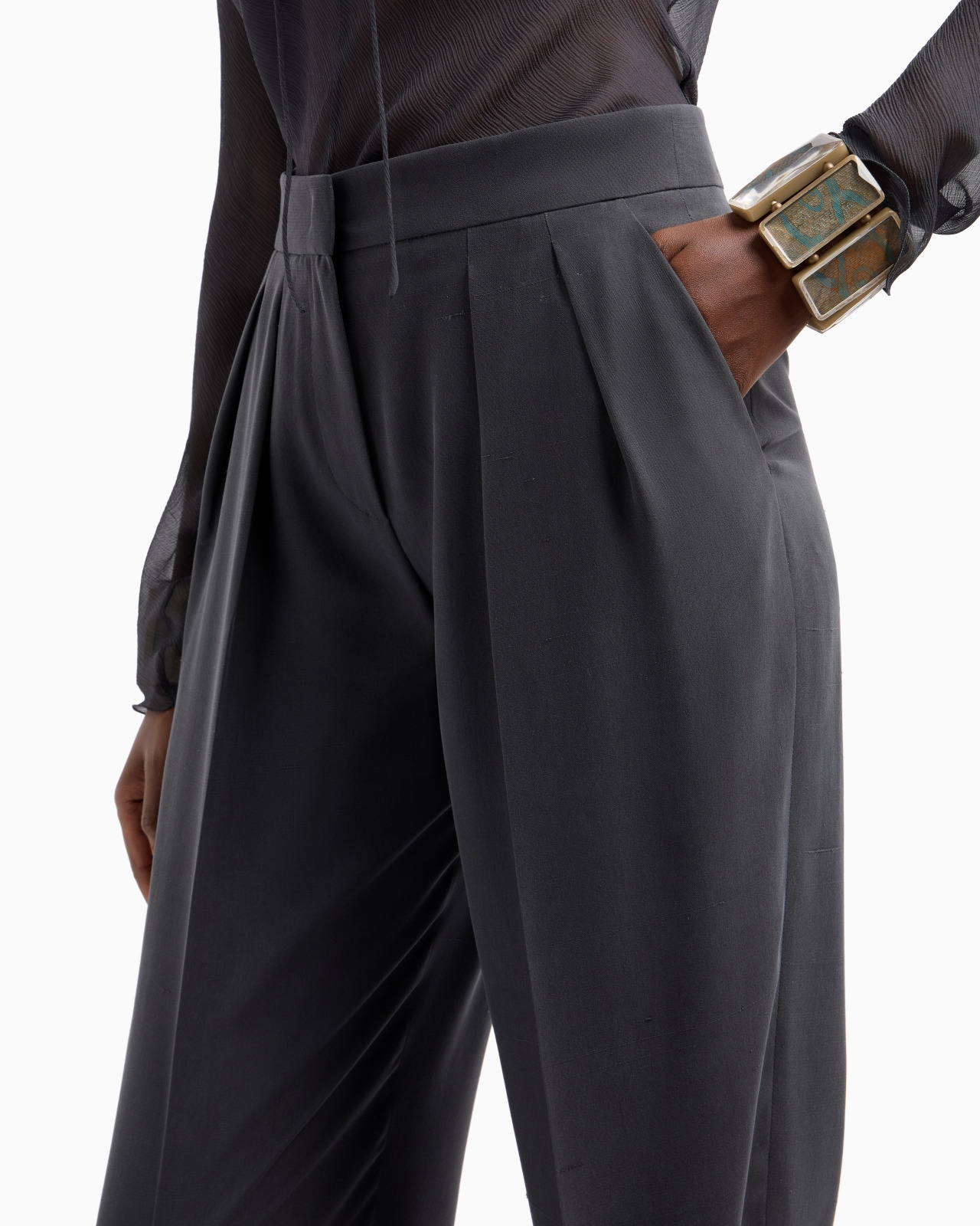 DOUBLE-PLEAT, SILK-SHANTUNG TROUSERS - 5