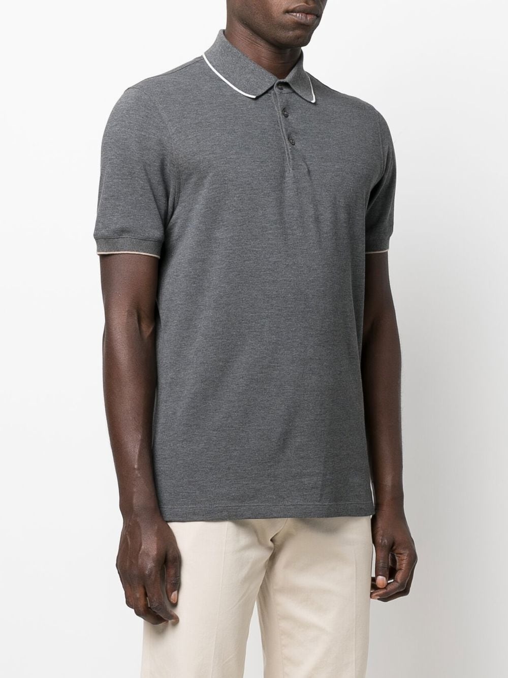 melange-effect polo shirt - 3