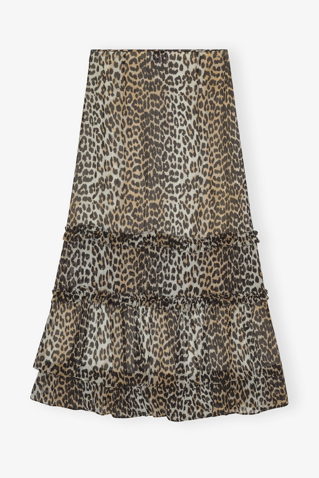 LEOPARD PRINT LONG CHIFFON RUFFLE SKIRT - 5
