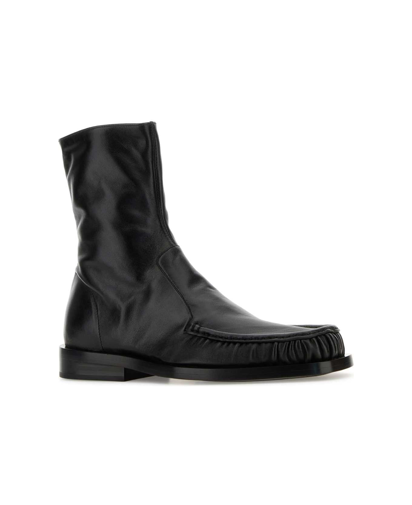 Black Leather Ankle Boots - 2