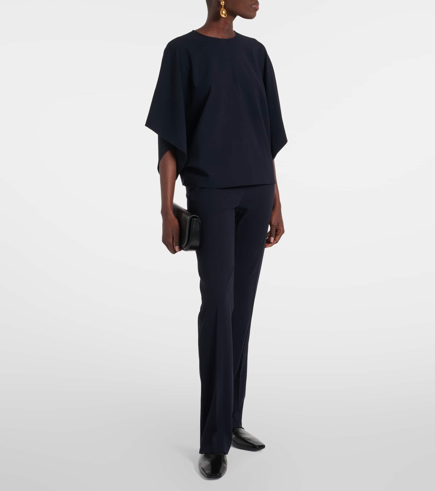 Tenley draped wool-blend crêpe top - 2