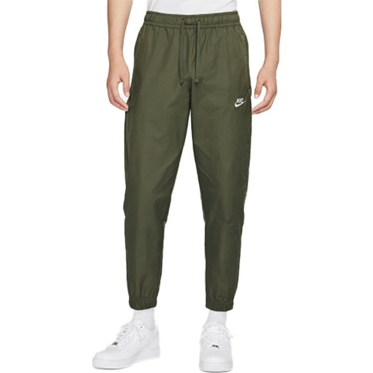 Men's Nike Solid Color Straight Bundle Feet Long Pants/Trousers Sports Pants/Trousers/Joggers Olive  - 4