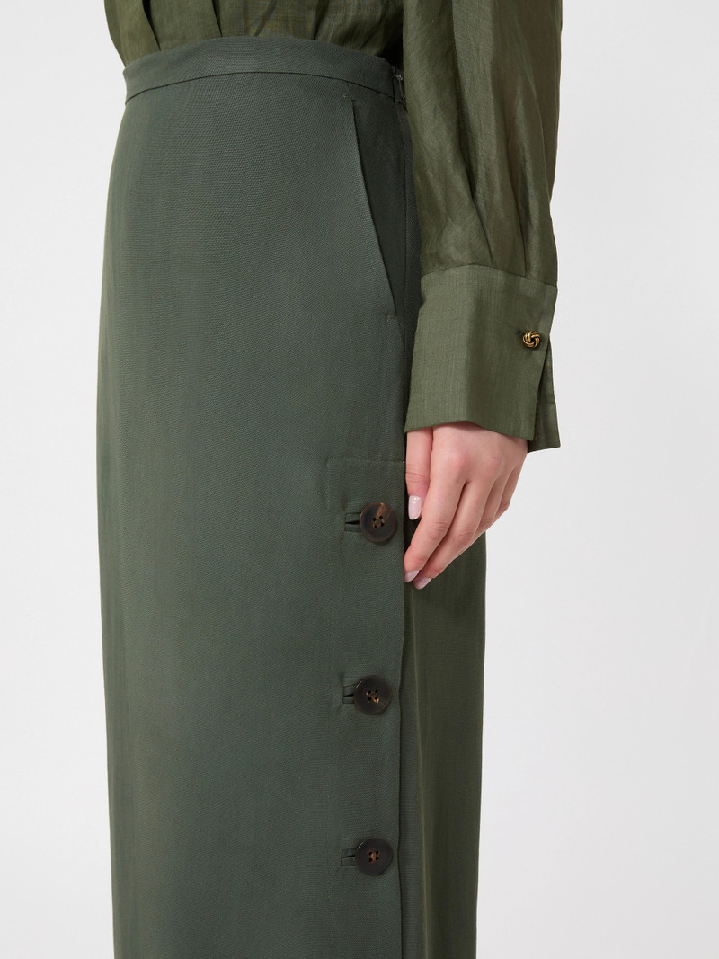 PIRANIA Viscose and linen canvas skirt - KAKI 5