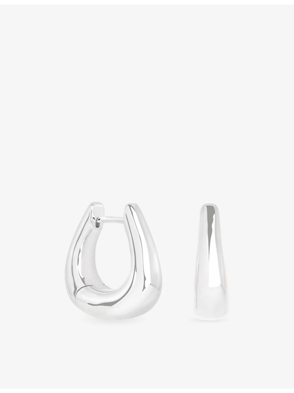 Horseshoe Medium Rhodium-Plated Brass Hoop Earrings - 1
