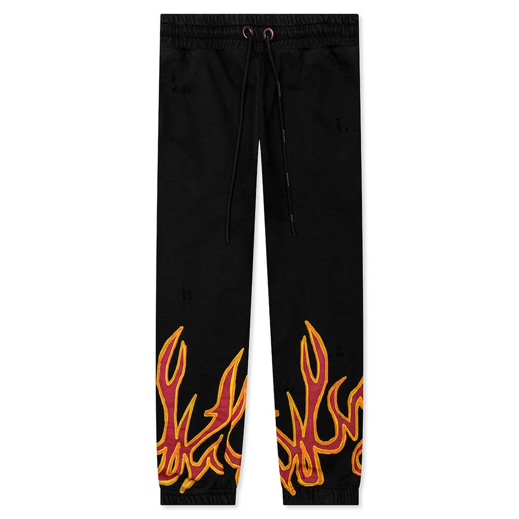 PALM ANGELS GD GRAFFITI FLAMES SWEATPANTS - BLACK/RED - 2