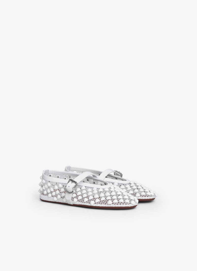 Alaïa BALLET FLATS WITH STUDS ON FISHNET outlook