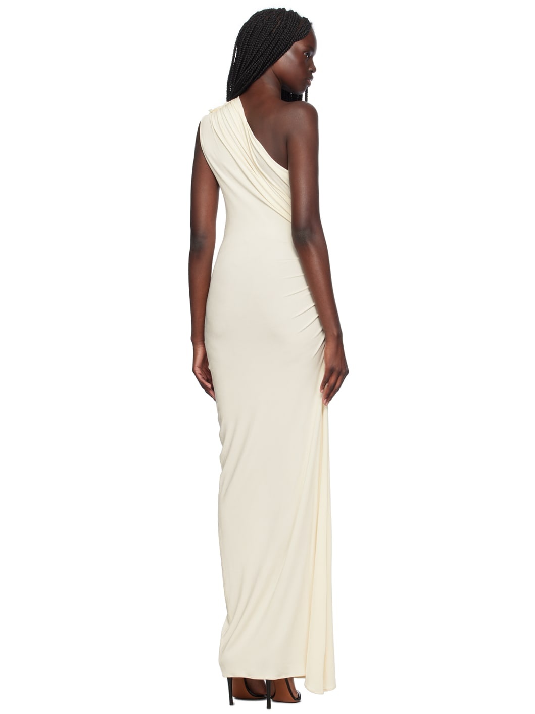 SSENSE Exclusive Off-White Asymmetric Ruched Single-Shoulder Maxi Dress - 3