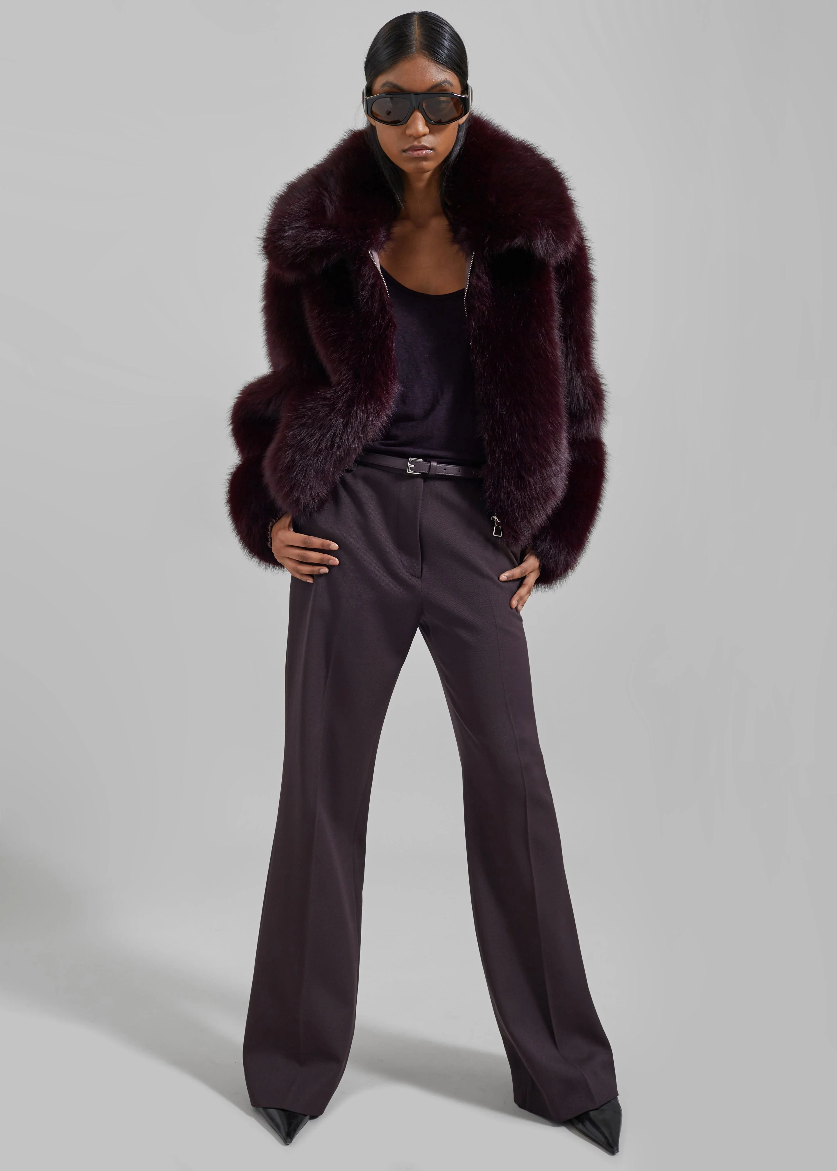 Hope Faux Fur Jacket - Dark Plum - 1