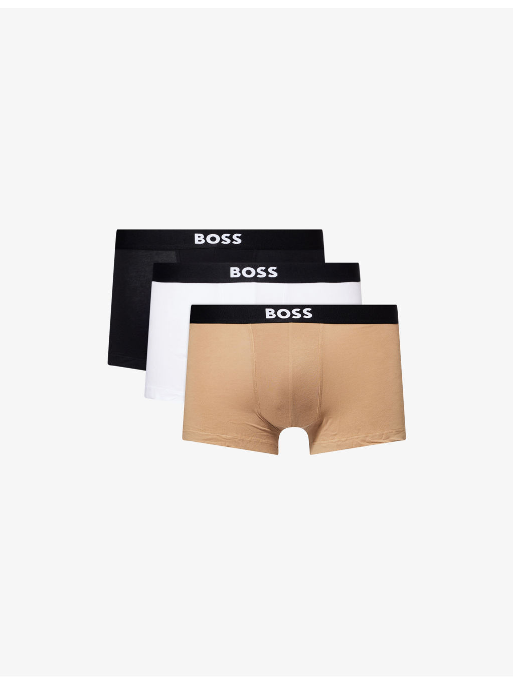 Logo-Waistband Pack of Three Stretch-Cotton Trunks - 1