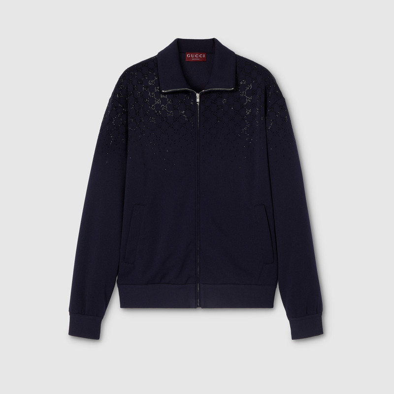 Technical jersey zip jacket with crystals 1