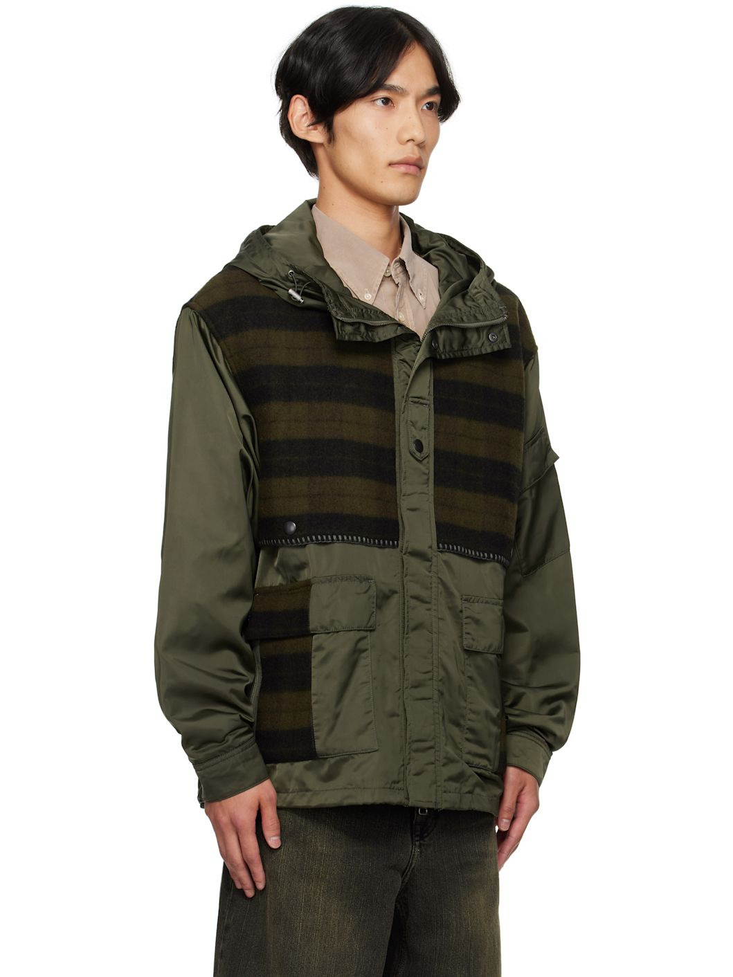 Khaki Check Layered Jacket - 2