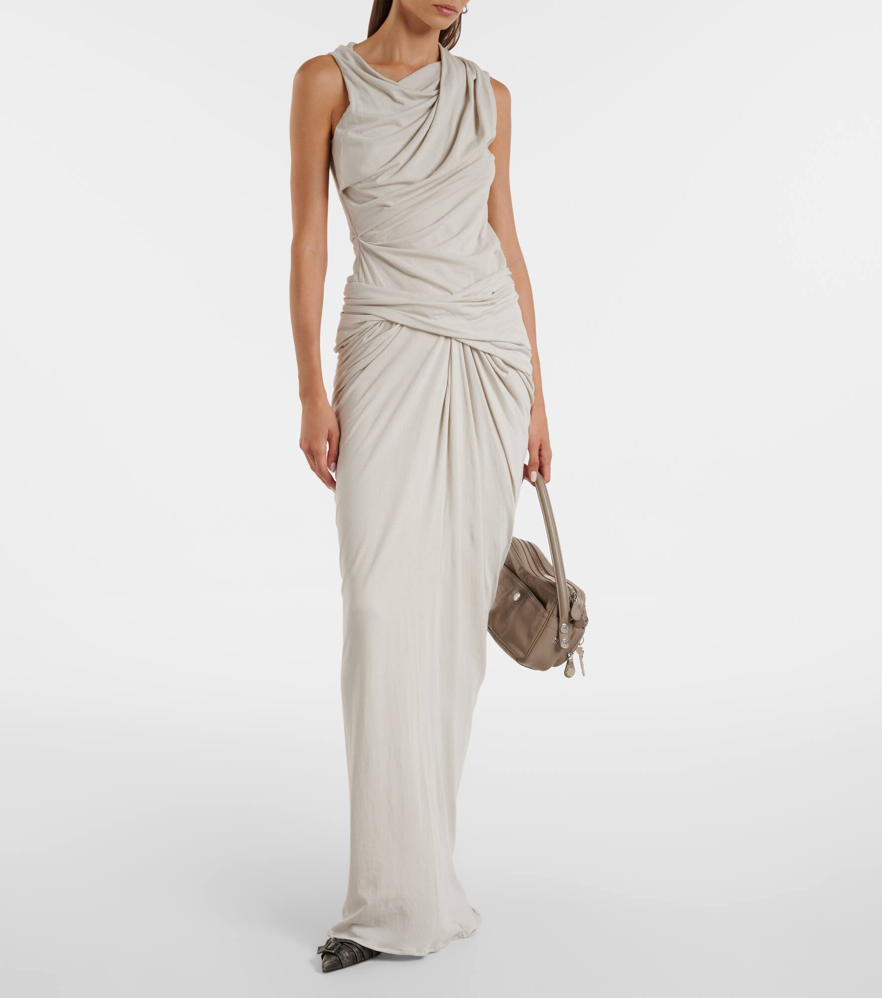 Draped cotton-blend jersey maxi skirt - 2