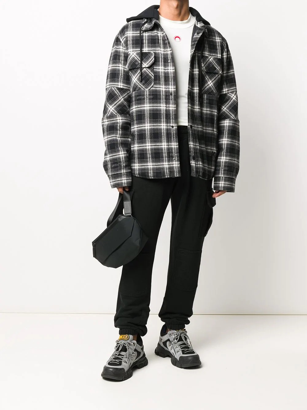 layered-design hooded shirt jacket - 2