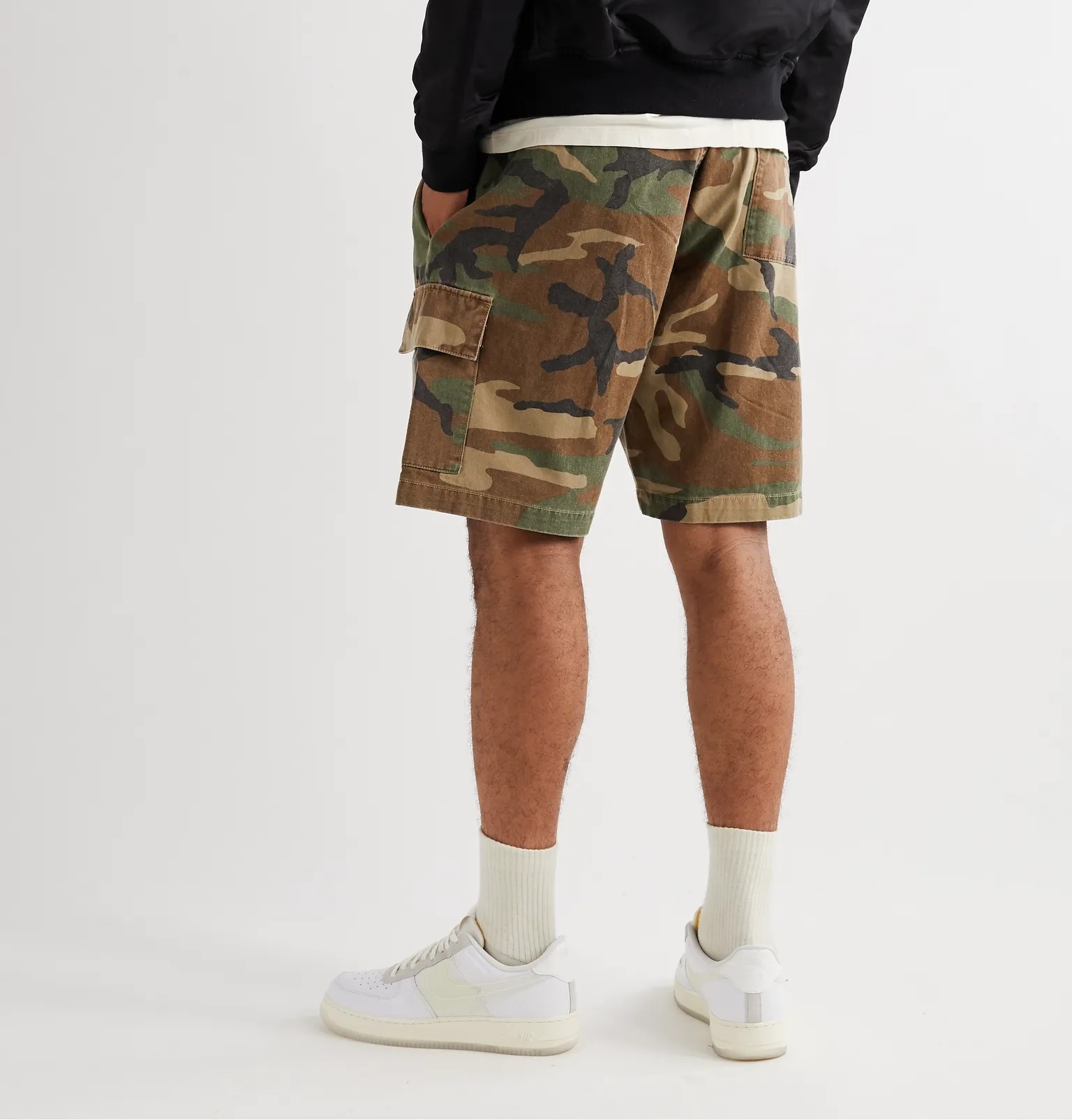 Camouflage-Print Cotton-Twill Drawstring Cargo Shorts - 4