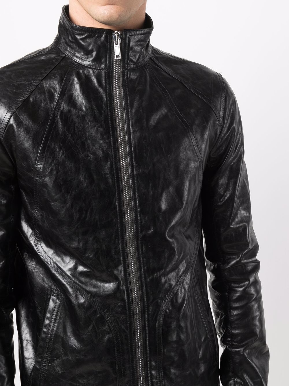 crinkled-effect leather jacket - 5