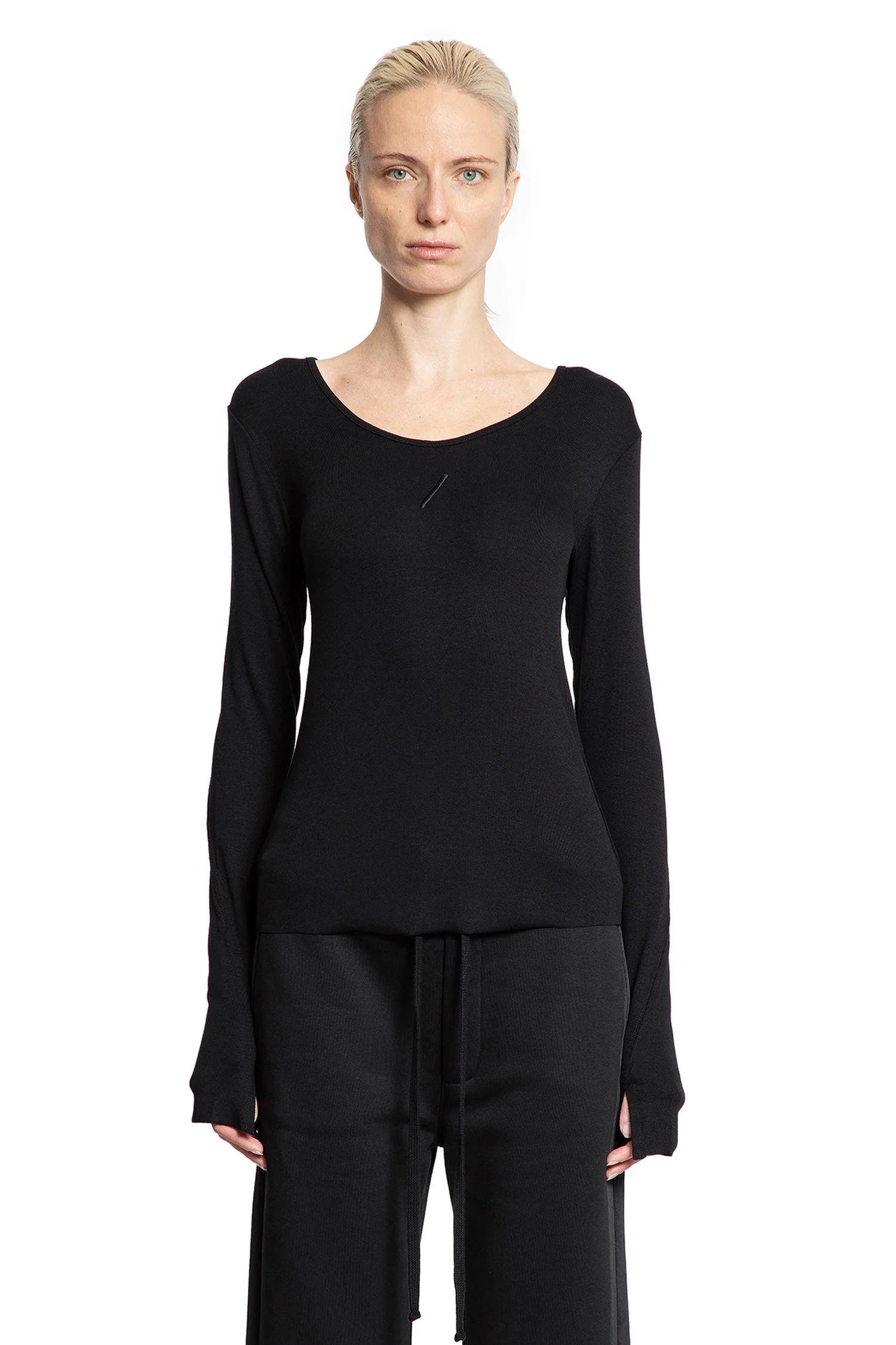 Stretch-Cotton-Nylon-Long-Sleeve-Top - 1