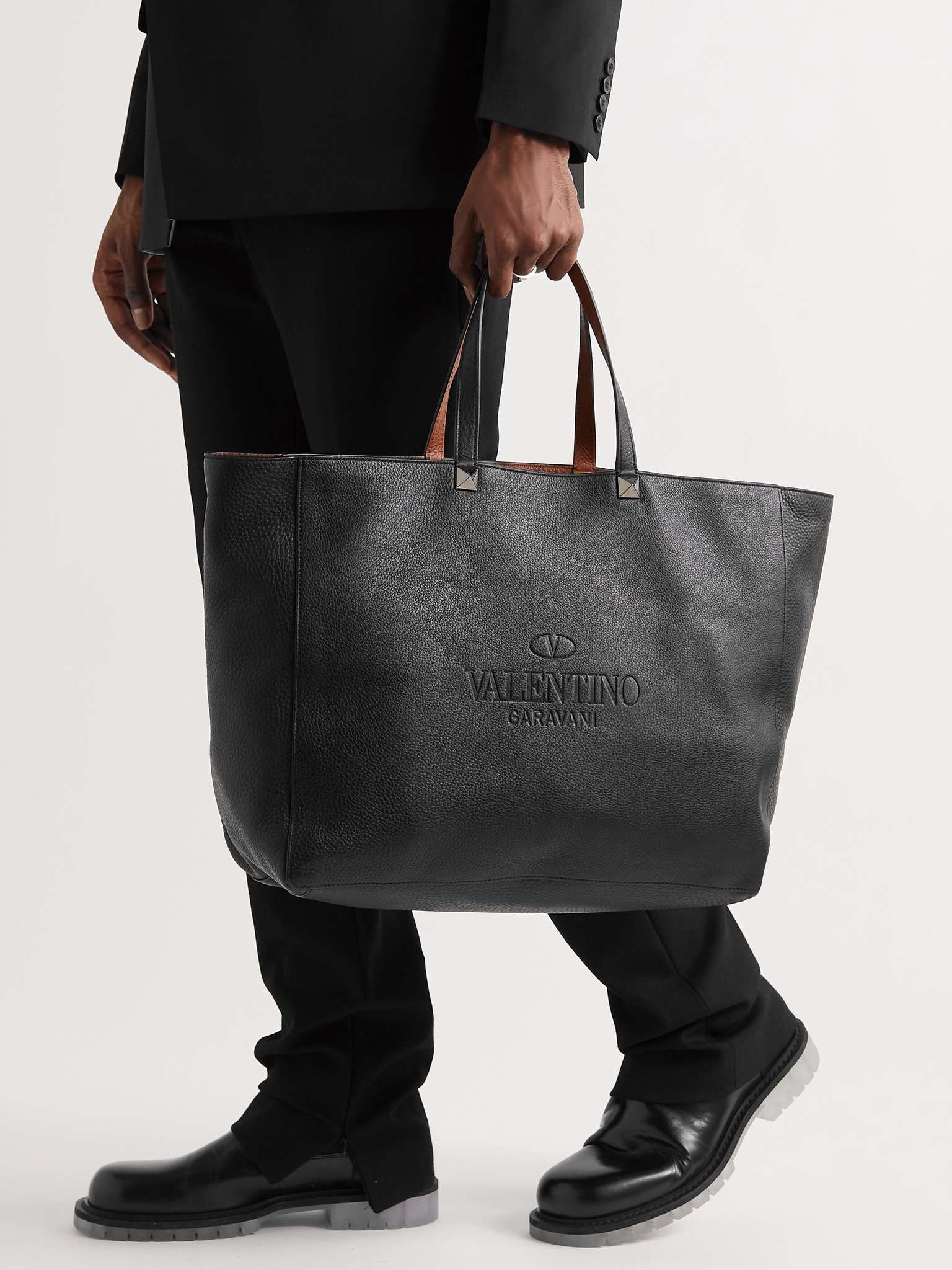 Valentino Garavani Reversible Logo-Debossed Full-Grain Leather Tote Bag - 2
