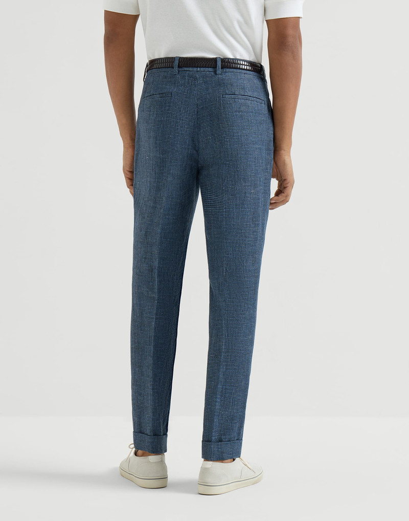 Linen houndstooth trousers with pleat 3