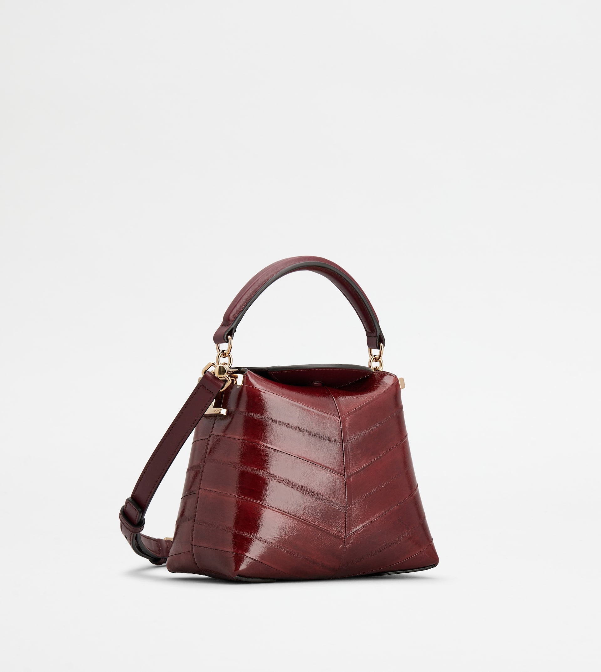 TOD'S T CASE TOTE MESSENGER BAG IN EEL LEATHER MICRO - BURGUNDY - 3