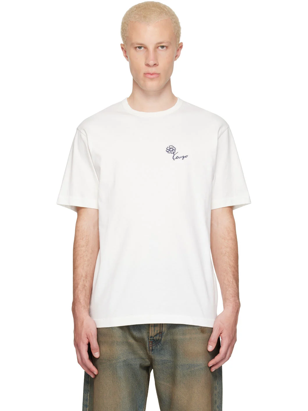 White Kenzo Paris 'KENZO Tulip' Embroidered T-shirt - 1