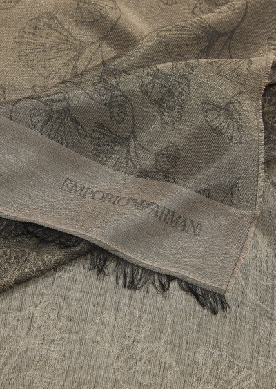 EMPORIO ARMANI All-over ginkgo jacquard viscose blend stole outlook