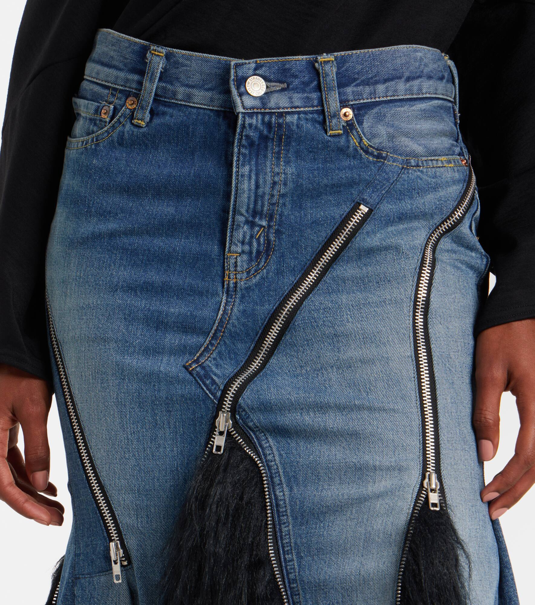 Low-rise denim maxi skirt - 4