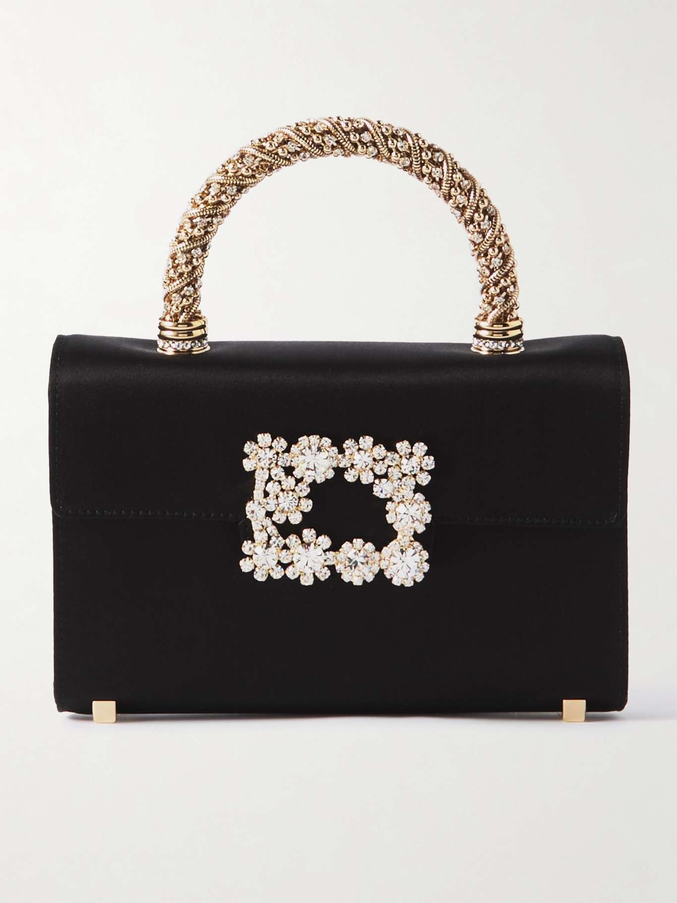 Flower crystal-embellished satin clutch - 1