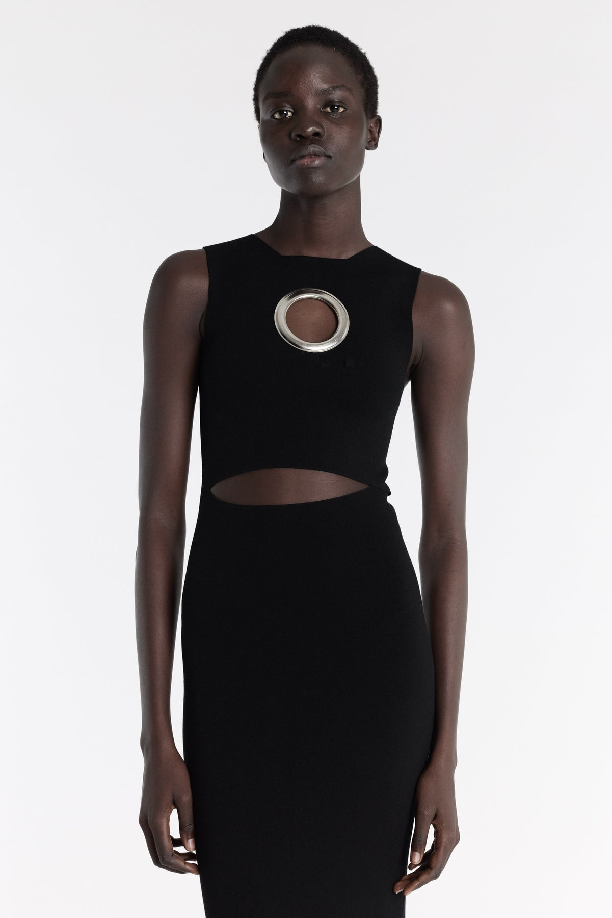 KNIT DRESS WITH HEM PANEL DETAIL BLACK - 4