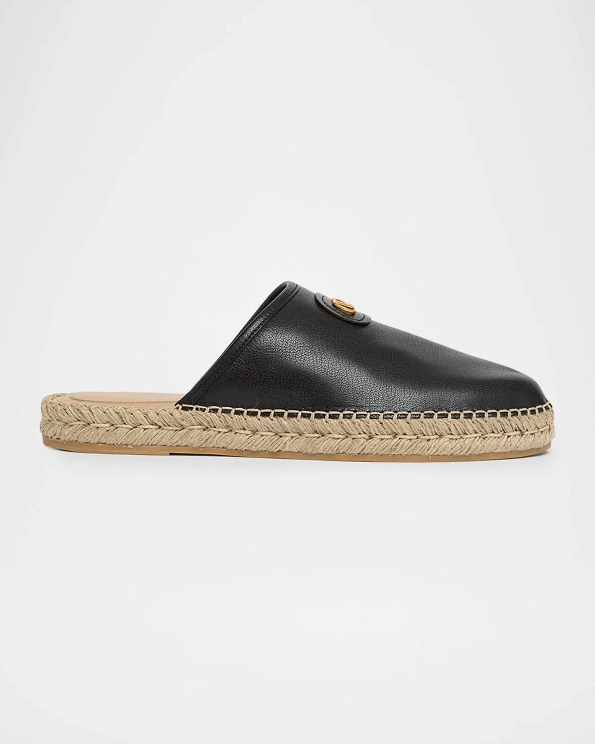 Men's Leather Espadrille Mule Slides - 1