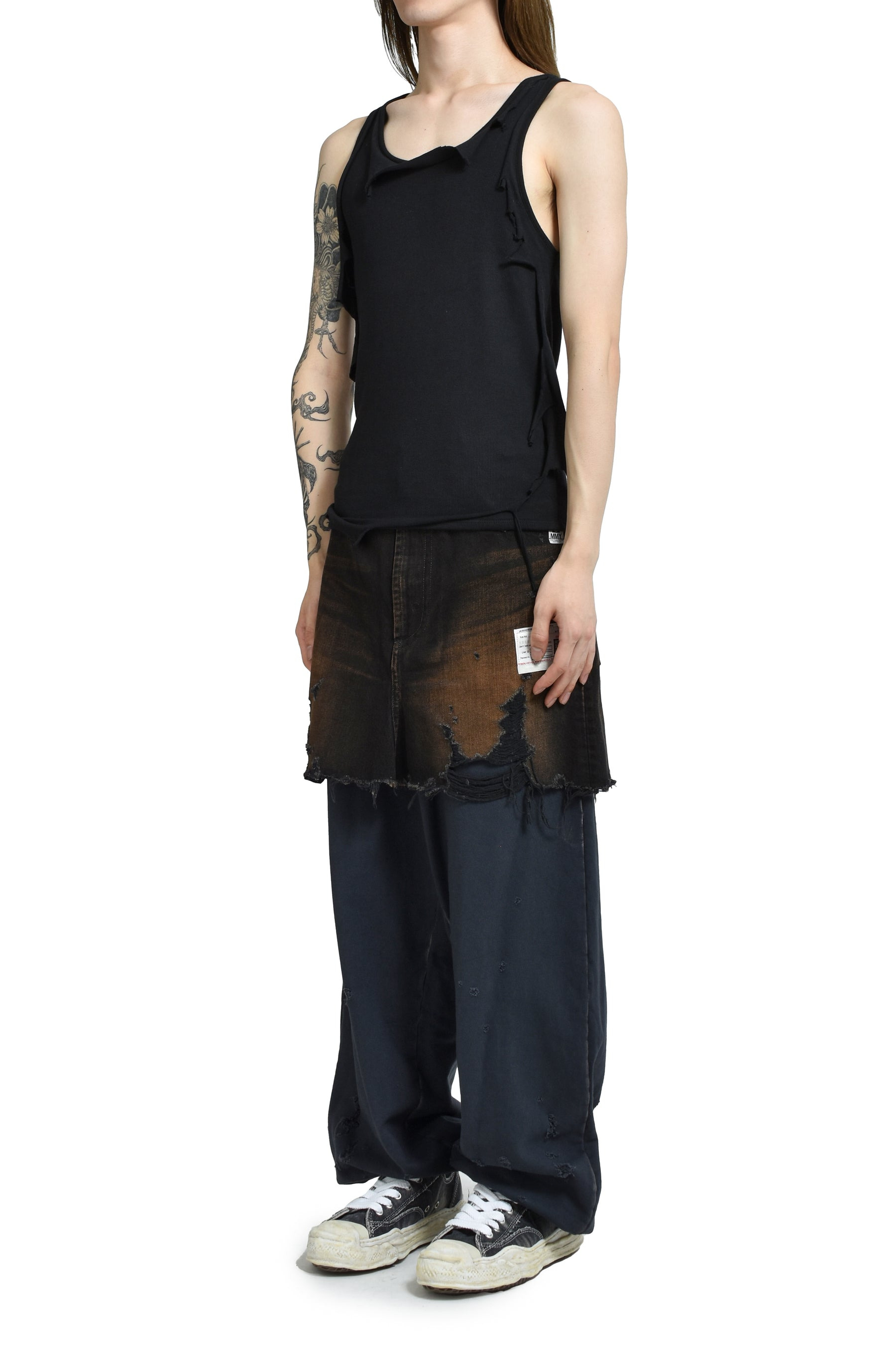 WAIST LAYERED JEANS / BLK - 4