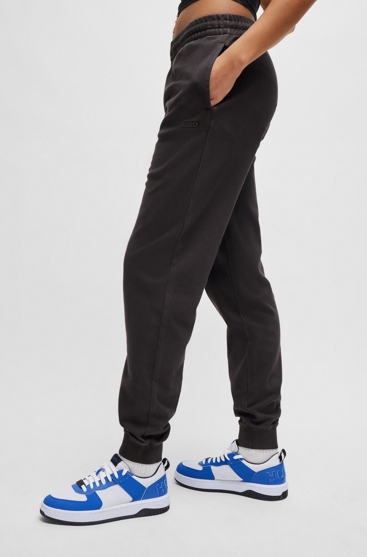 STRETCH-COTTON TRACKSUIT BOTTOMS WITH EMBROIDERED LOGO - 5