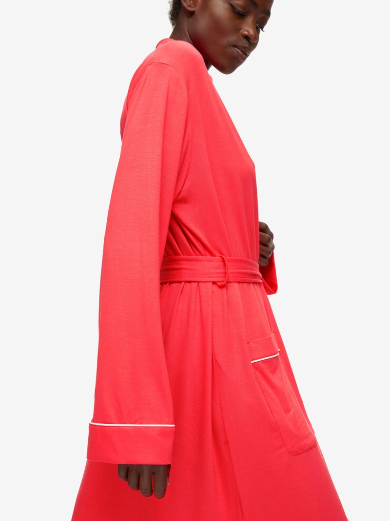 Women's Dressing Gown Lara Micro Modal Stretch Watermelon Pink - 6