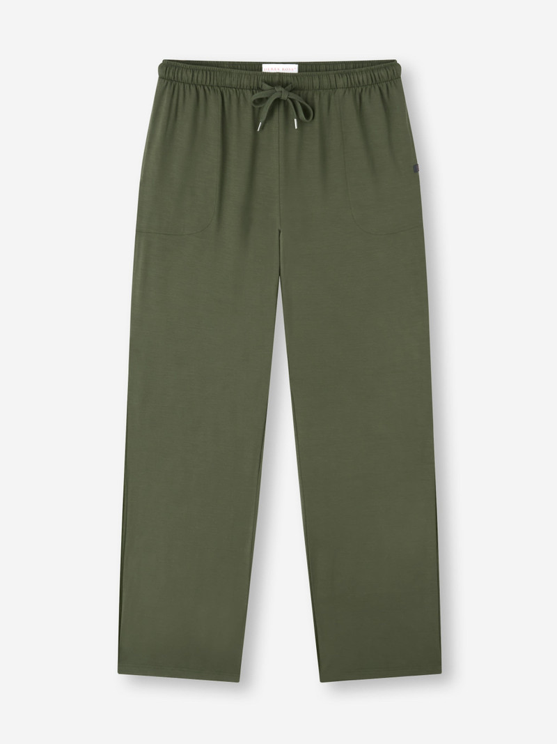 Derek Rose Men's Lounge Pants Basel Micro Modal Stretch Evergreen outlook