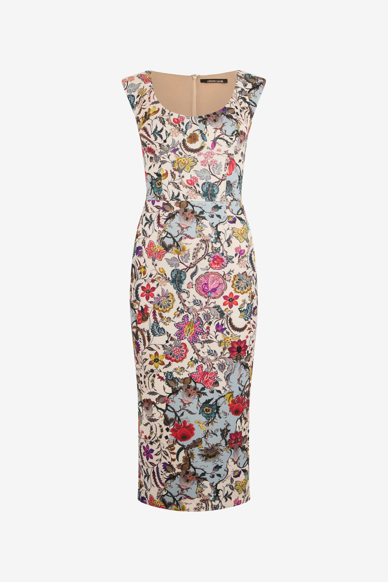 Sheath Dress with Florentine Flowers Print 1
