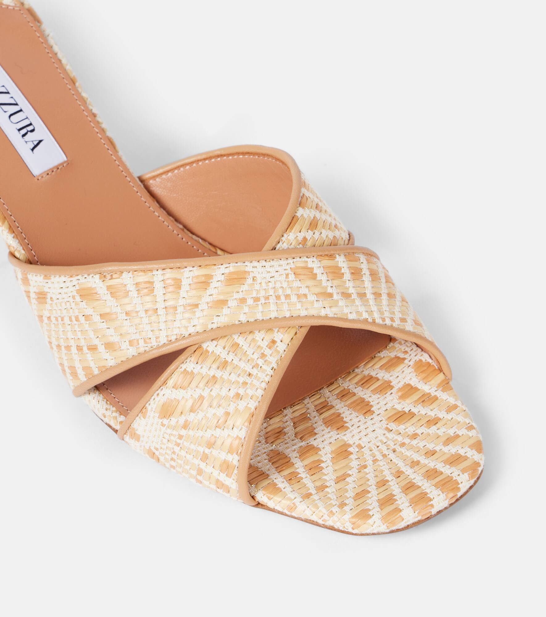 Divine 50 leather-trimmed raffia mules - 5